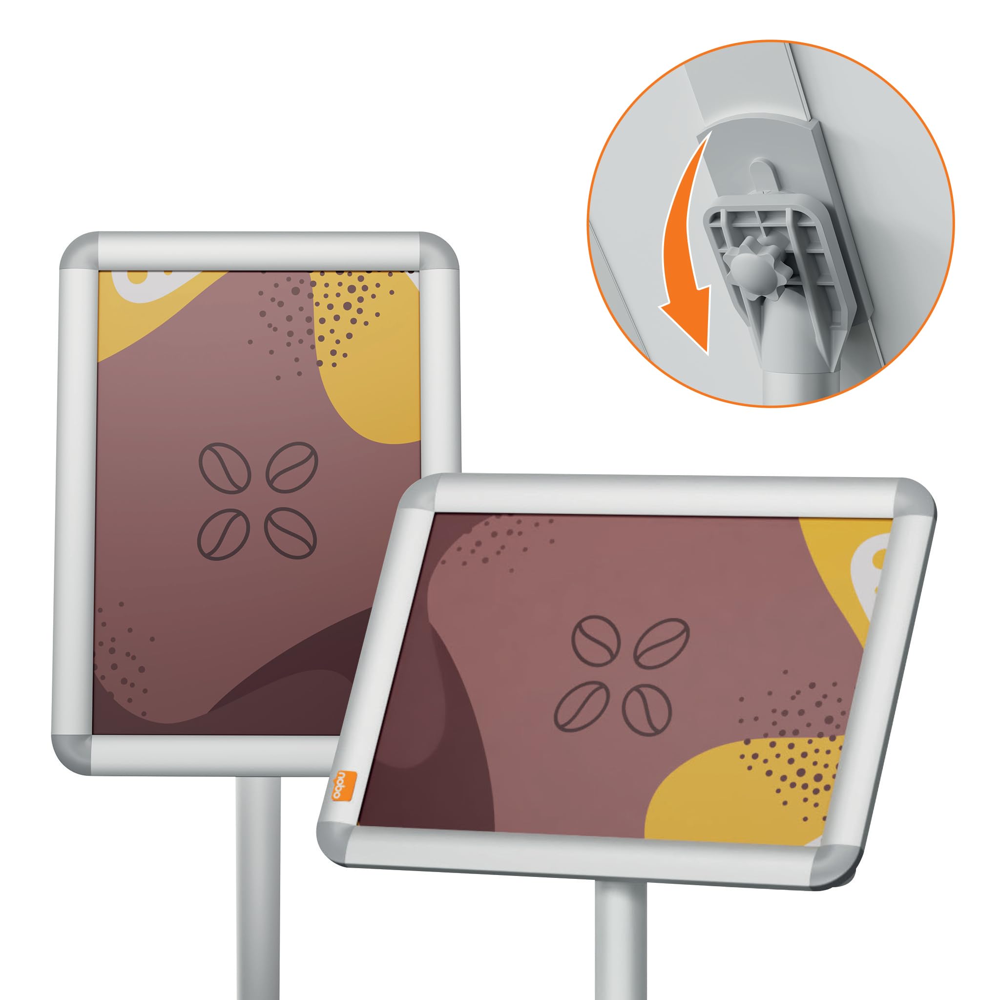 Nobo Leggio per Poster / Cartelli con Cornice a Scatto, Regolabile in Altezza, Autoportante, Portatile, con Finiture in Alluminio, in formato A4, 300 mm x 850 mm x 300 mm - Argento