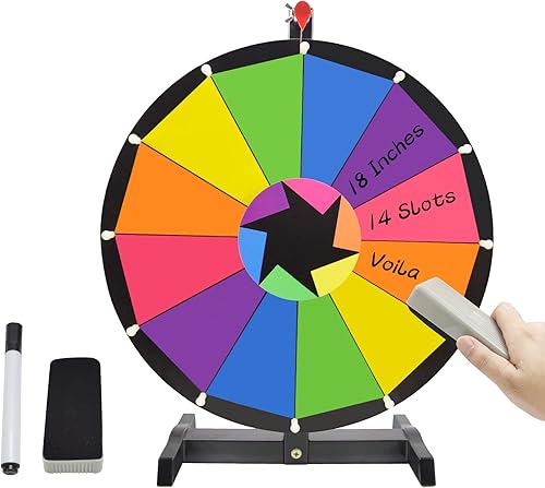 Voilamart 18 Inch Spinning Wheel for Prizes, 12 Slot Tabletop Roulette Wheel with Stand for Fortune Spin Game, Trade Show in Party Pub Carnival Games