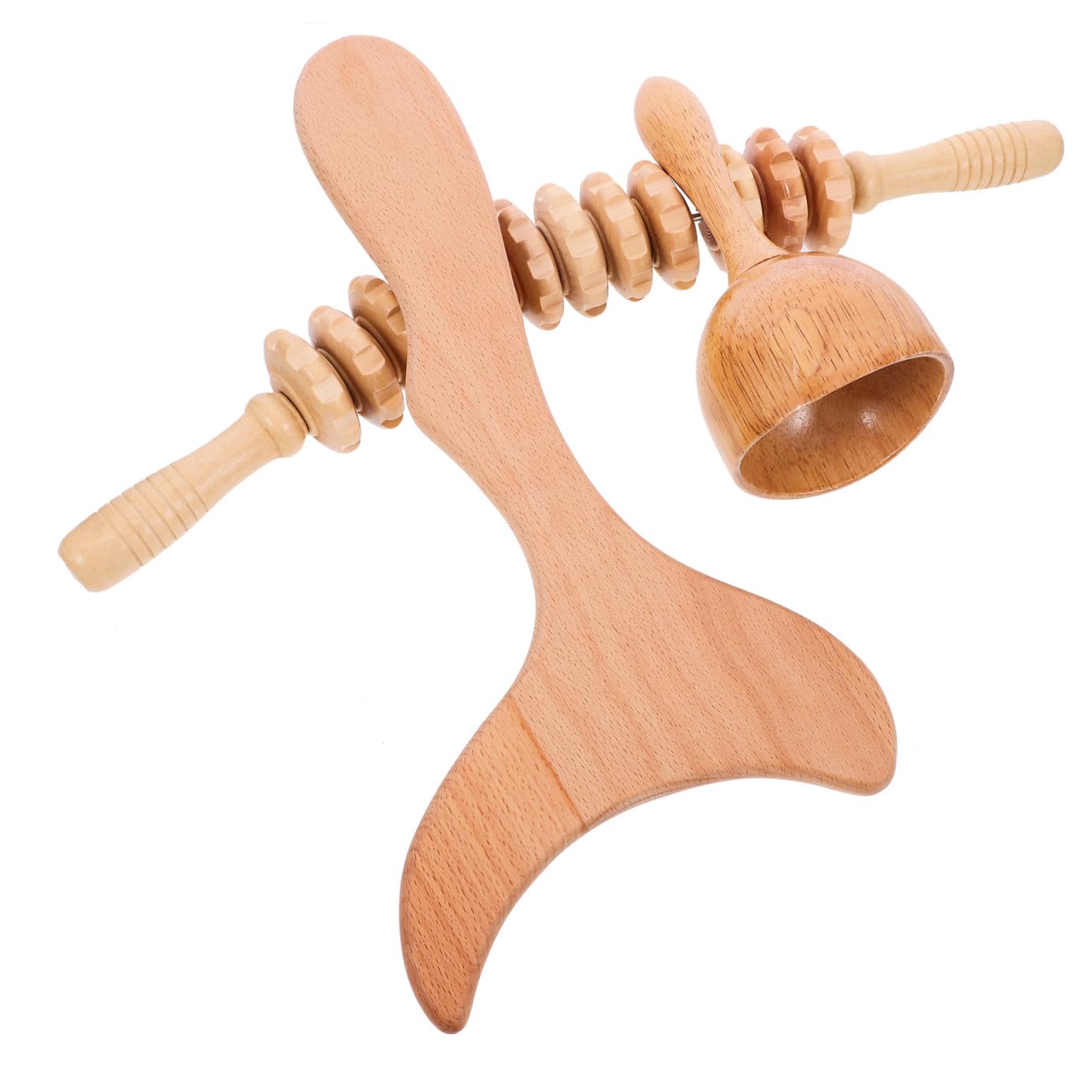 Massaggiatore in Legno 3 in 1, Strumento Manuale Non Elettrico