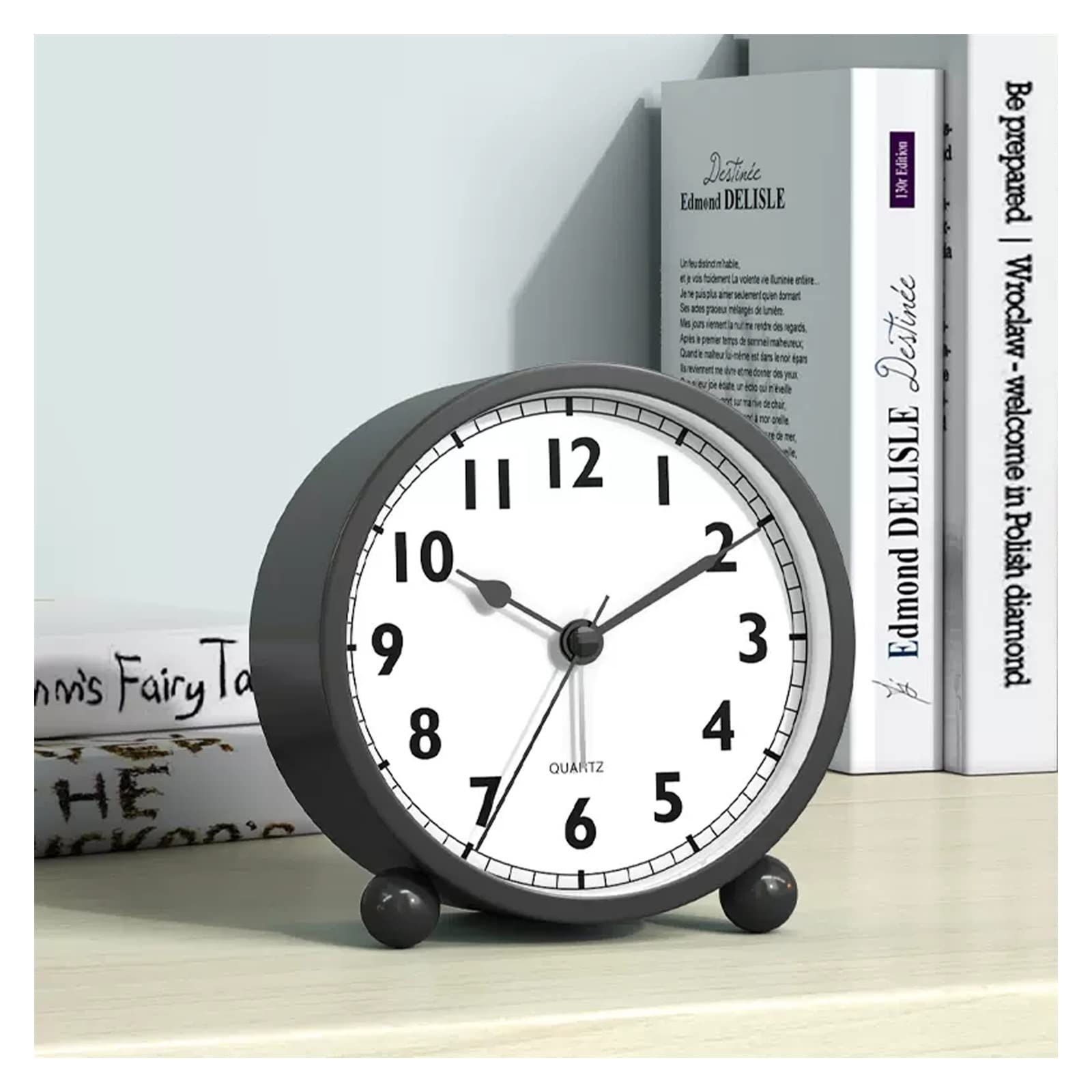 BMKGODN alarm clock， Alarm Clocks Analog Clock,Small with Night Light,Battery Operated,for Living Room,Bedrooms,Desk(Black,4.33inch)