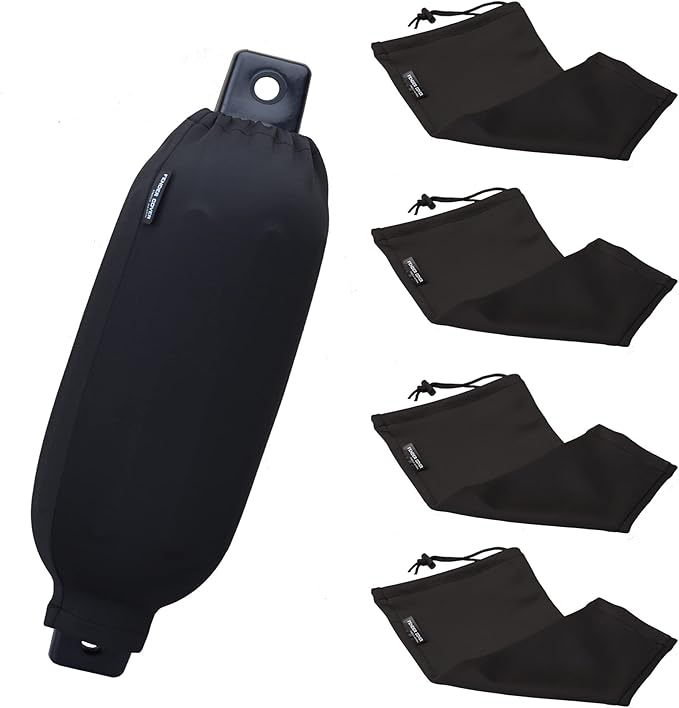 Searoam Boat Fender Covers 4Pack,Black Polyester Fibre
