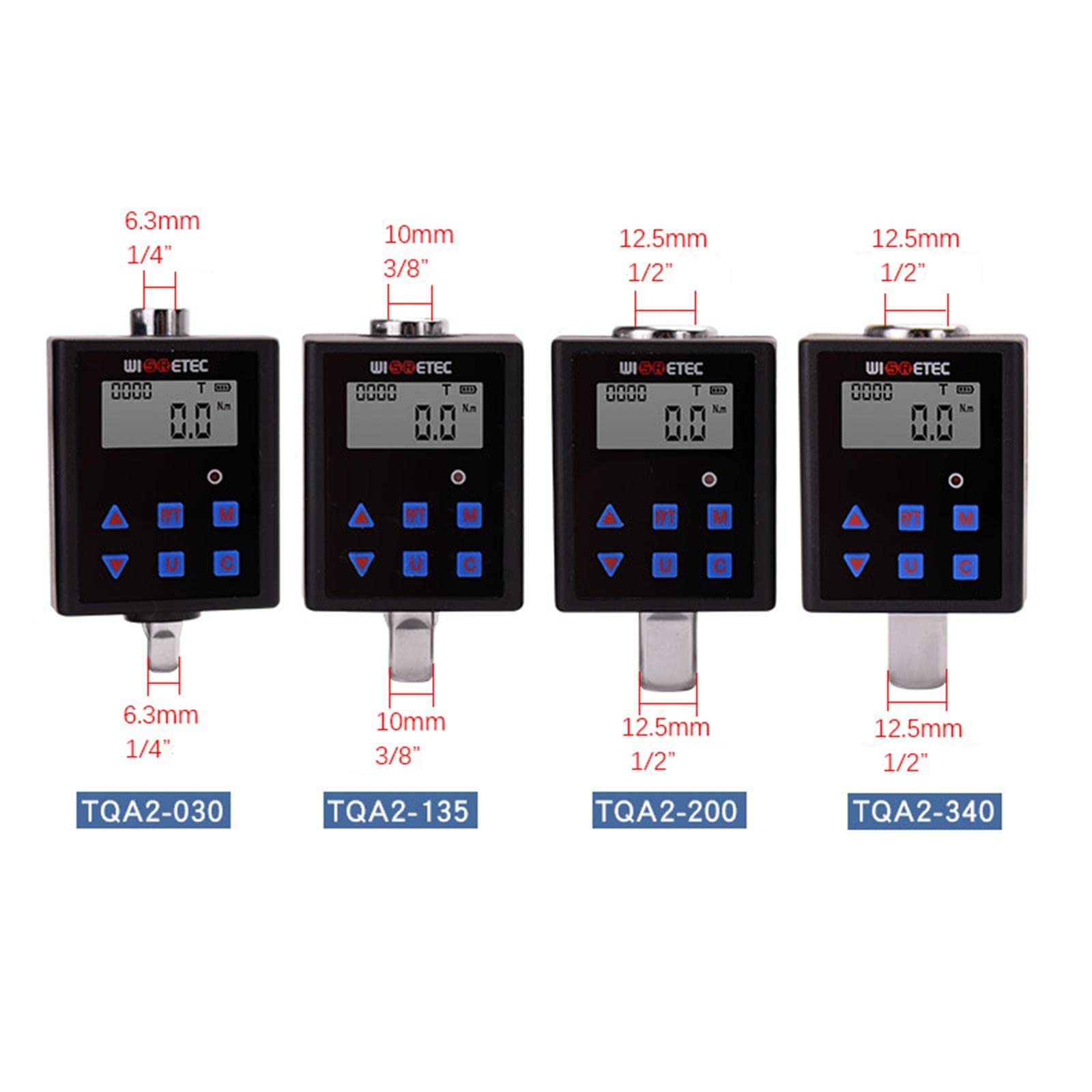 Adaptador de par de ángulo Digital de 0,3-340 N.M, herramienta de pantalla Digital electrónica, medidor de medición de torsión de acero para, TQA2-030
