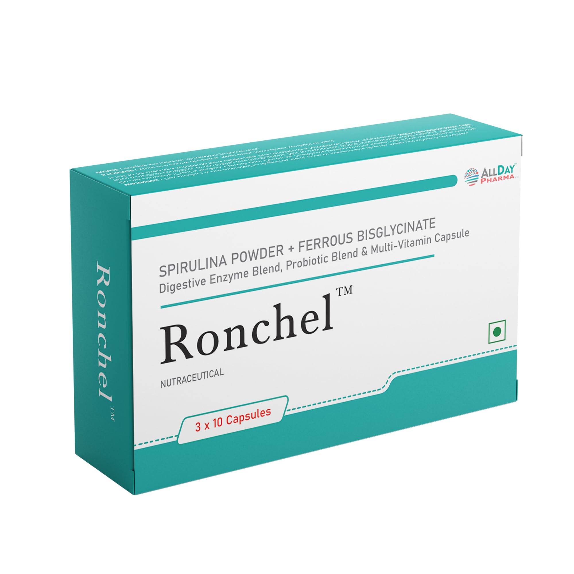 ALLDAY PHARMA Ronchel Capsules | Chelated Iron Capsule | Dietary with Mineral and Vitamins Help in Gut health and Prevention of Iron deficiency for Men & Women (30 Capsules)-picture-24
