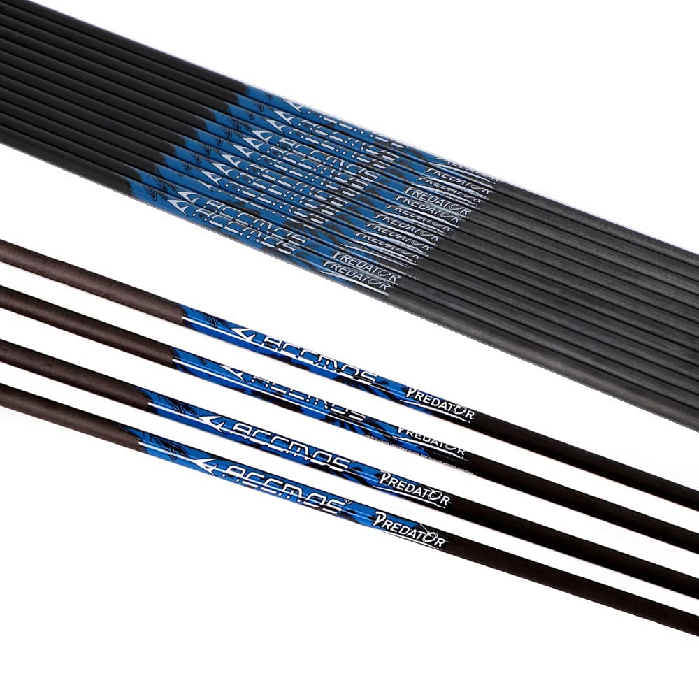 ACCMOS ID 6.2mm Hunting Arrow Shaft Spine 250 300 340 400 500 600 700 800 Pure Carbon Arrow Shaft 27-33 inch for DIY Archery Arrow Accessories 12 pcs (Spine 700, 30inch)