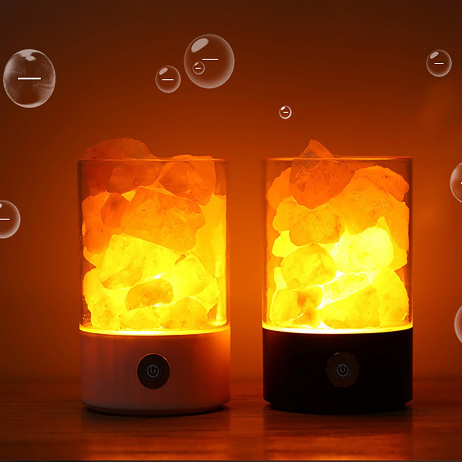 Himalajska kryształowa lampa solna USB lampka nocna lampa stołowa, kreatywne lampy solne, oświetlenie dekoracyjne do biura do jogi (kwadratowa, biała)