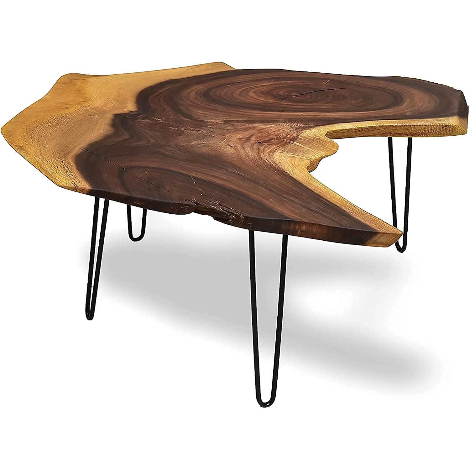 Natural Carving Wood Edge Teak Contemporary Cocktail Coffee