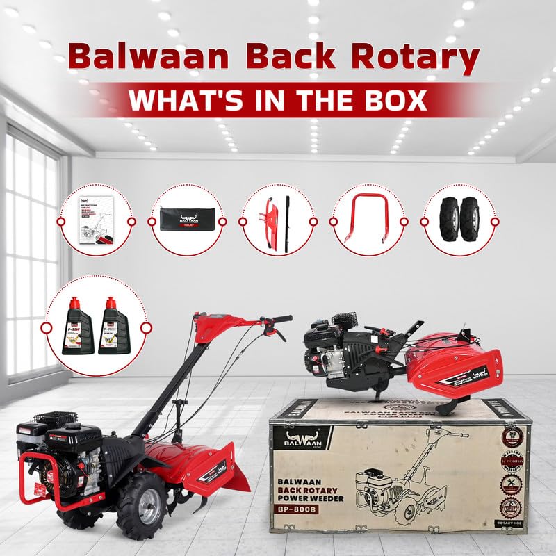 Image of Balwaan Krishi Back Rotary Power Weeder | 212cc 4-Stroke Engine| BP-800B