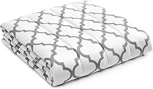 YnM Weighted Blanket,Heavy 100 Percent Oeko-Tex Certified Cotton Material, Bed Blanket for One Person of 140lbs, Ideal for Queen/King Bed (60x80 Inches, 15 Pounds, Lattice Scroll)