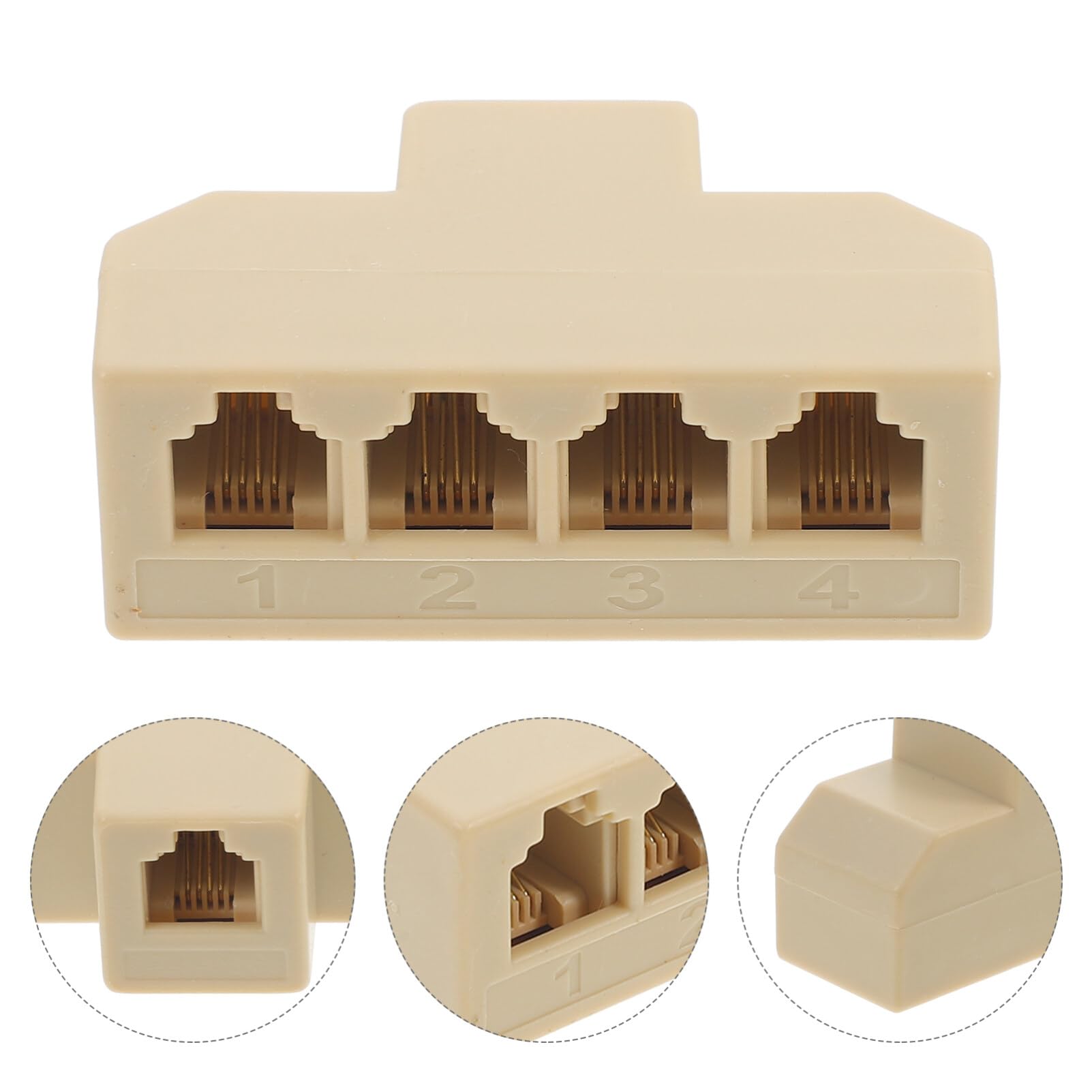 Housoutil 4pcs Pc Landline Splitter Adapter Four-Way Telephone Connector for Multiple Devices Material Elegant Design for Home Office Use