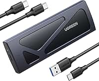 UGREEN Gabinete SSD M.2 NVMe 10Gbps USB 3.2 externo NVMe M.2 SSD caixa de alumínio sem ferramentas M.2 NVMe leitor PCI-E NVMe USB C suporta teclas M e B&M tamanho 2230/2242/2260/2280 SSDs preto
