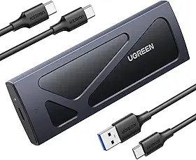 UGREEN Gabinete SSD M.2 NVMe 10Gbps USB 3.2 externo NVMe M.2 SSD caixa de alumínio sem ferramentas M.2 NVMe leitor PCI-E NVMe USB C suporta teclas M e B&M tamanho 2230/2242/2260/2280 SSDs preto