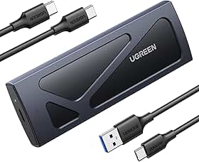 UGREEN Gabinete SSD M.2 NVMe 10Gbps USB 3.2 externo NVMe M.2 SSD caixa de alumínio sem ferramentas M.2 NVMe leitor PCI-E NVMe USB C suporta teclas M e B&M tamanho 2230/2242/2260/2280 SSDs preto