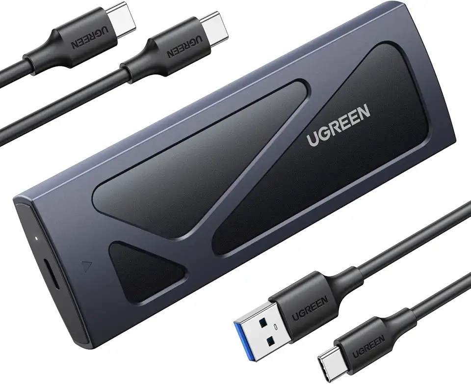 UGREEN Gabinete SSD M.2 NVMe 10Gbps USB 3.2 externo NVMe M.2 SSD caixa de alumínio sem ferramentas M.2 NVMe leitor PCI-E NVMe USB C suporta teclas M e B&M tamanho 2230/2242/2260/2280 SSDs preto