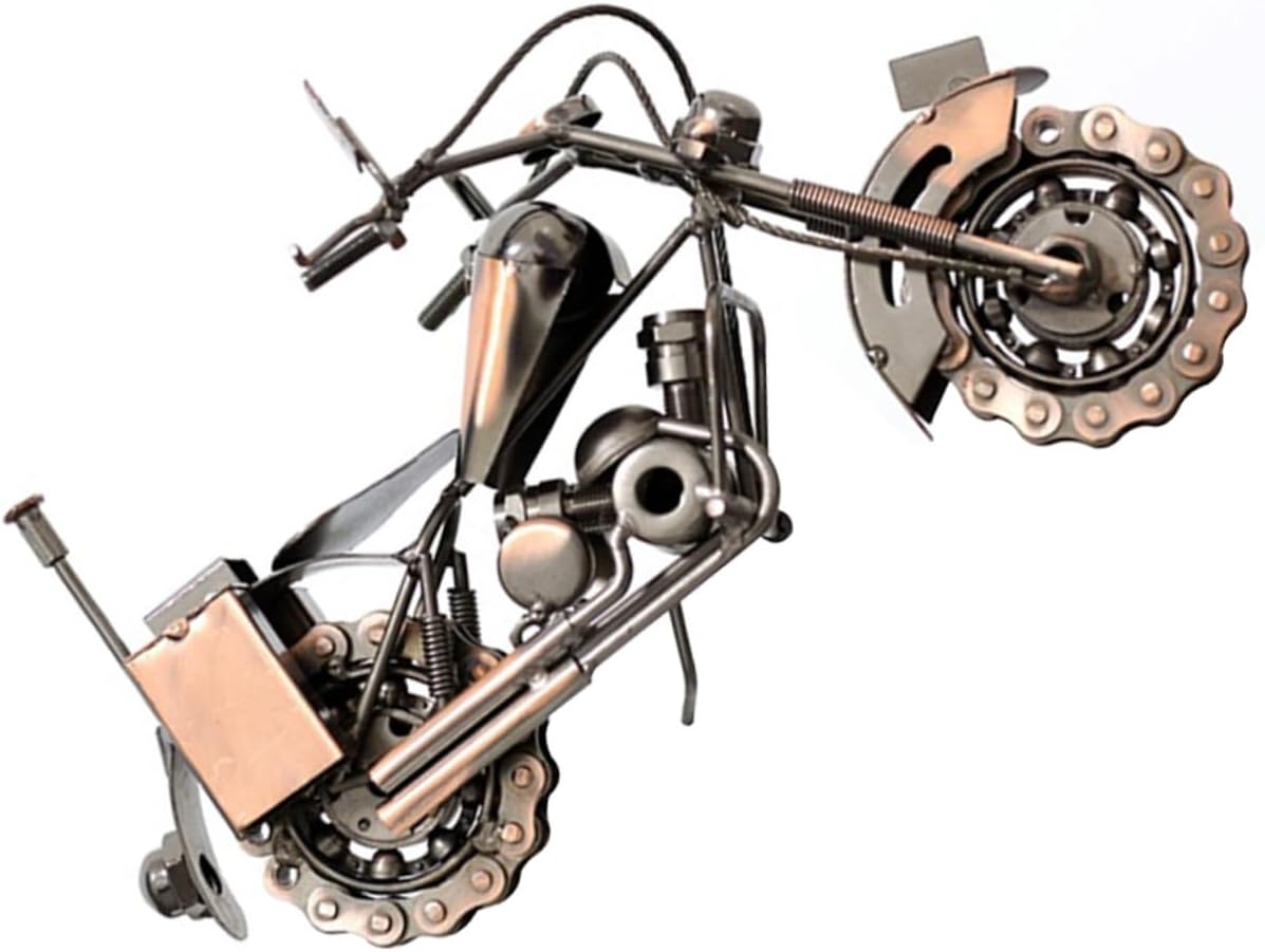 PRETYZOOM Vintage Iron Motorcycle Model Large Handcrafted Metal Art Sculpture for Home Office Decor for Men Desk Ornament Retro Motorcycle Decoration