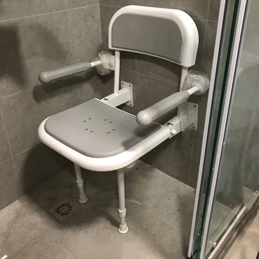 Opvouwbare douchestoel, wandmontage, antislip, opvouwbare badkamerstoel, douchebank, geschikt voor ouderen met een handicap, zwangere vrouwen, ondersteunt 150 kg, (kleur: wit