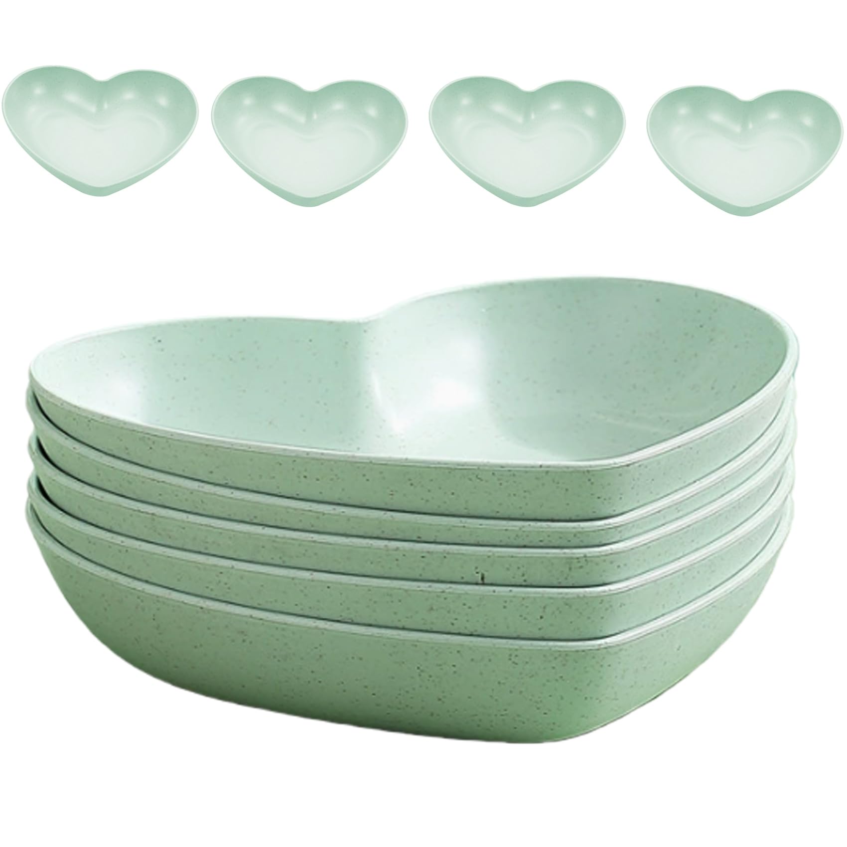 Heart-Shaped Serving Plates Green 15cm 5 Pack Shatterproof Reusable Plastic โ image 1