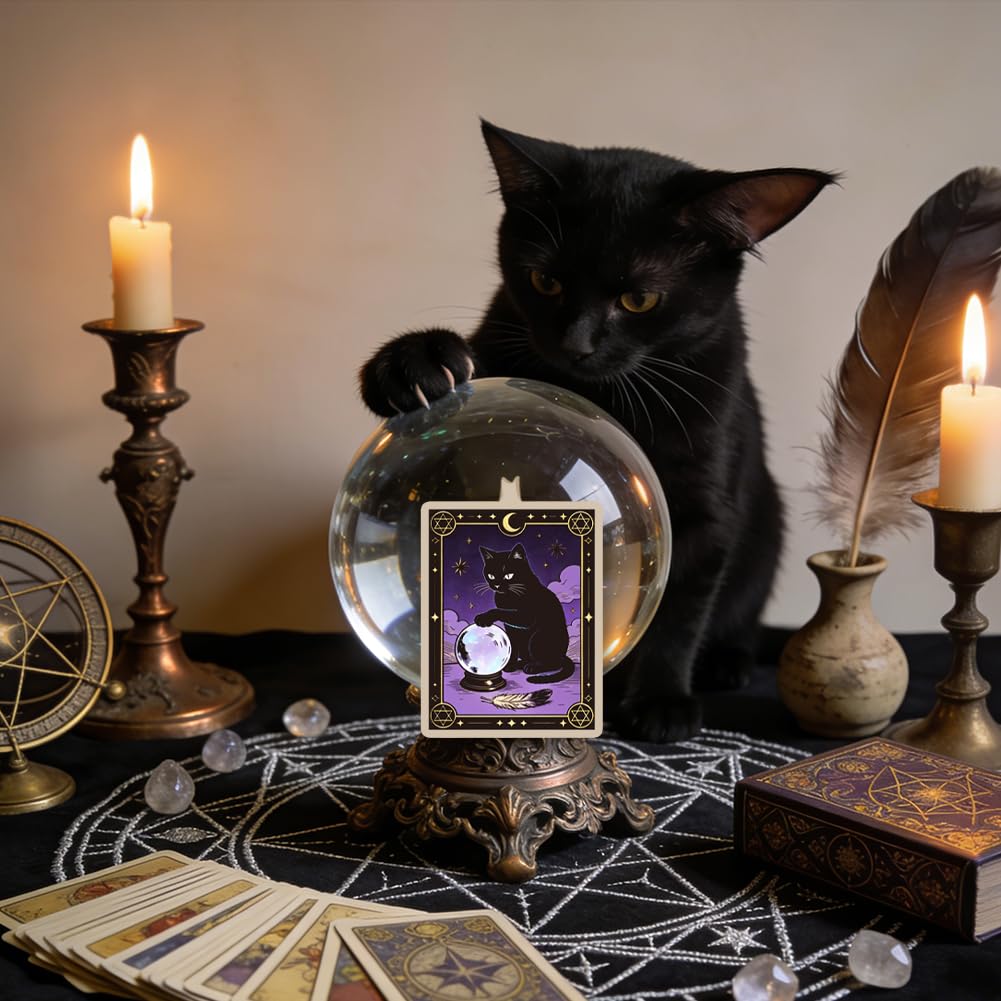 Sello de silicona con patrón de gato misterioso para manualidades, álbumes de recortes y tarjetas, decoración de manualidades, 6.3 x 4.3 pulgadas