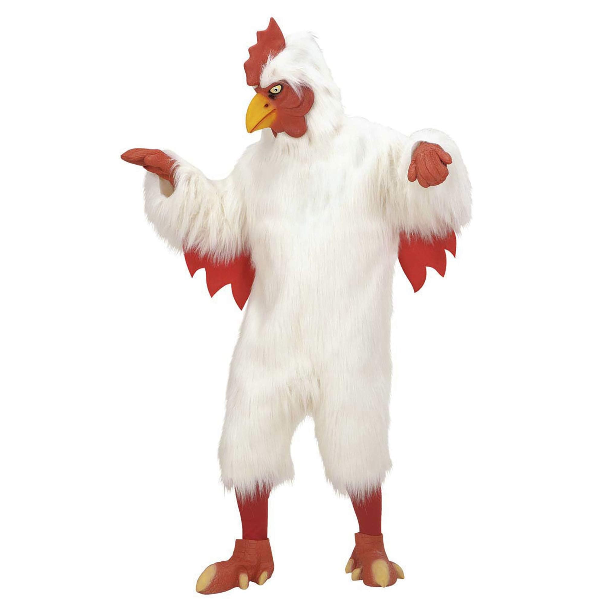 Una bambina felice con il suo costume da pollo