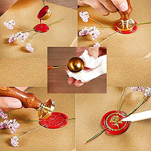 YGHM Octopus Wax Seal Stamp Elegangt Natural Rosewood Handle Sealing Wax Stamp Kit Gift Wine Package Wedding Invitations Card Envelope Letters Seal Stamp