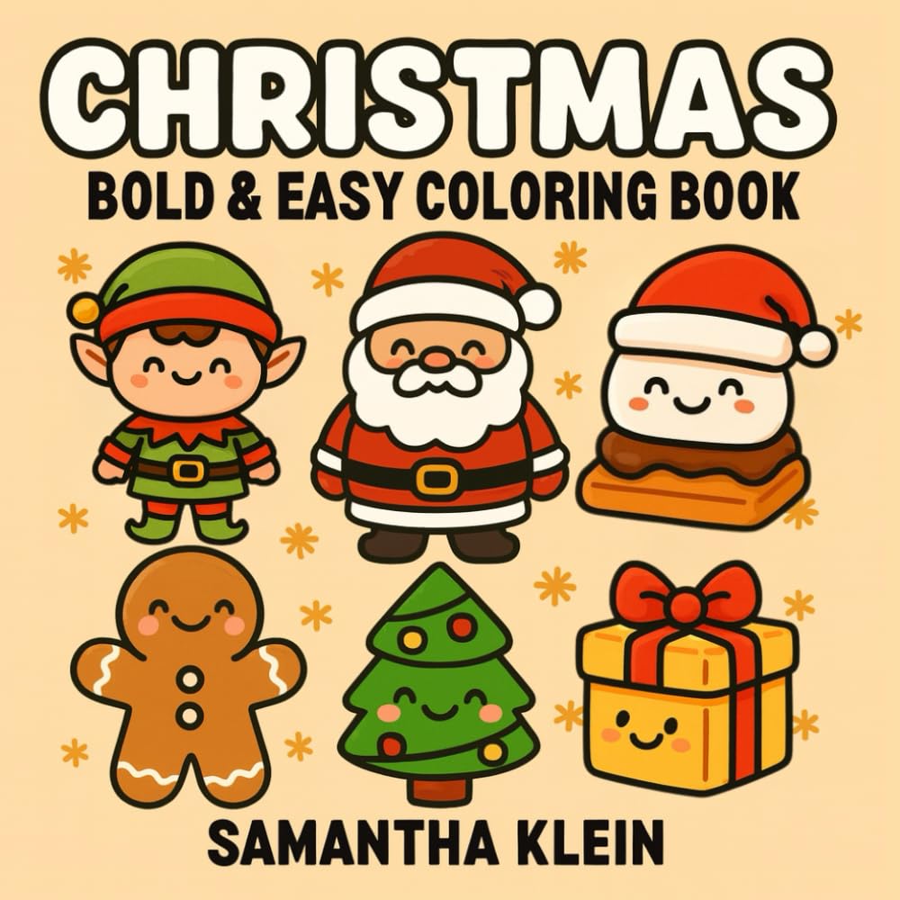 Christmas: Bold & Easy Coloring Book for Kids and Adults