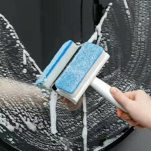 HUBBER AllPurpose Window Squeegee 2 in1 Window Cleaner Dual Side Blade Rubber & Sponge