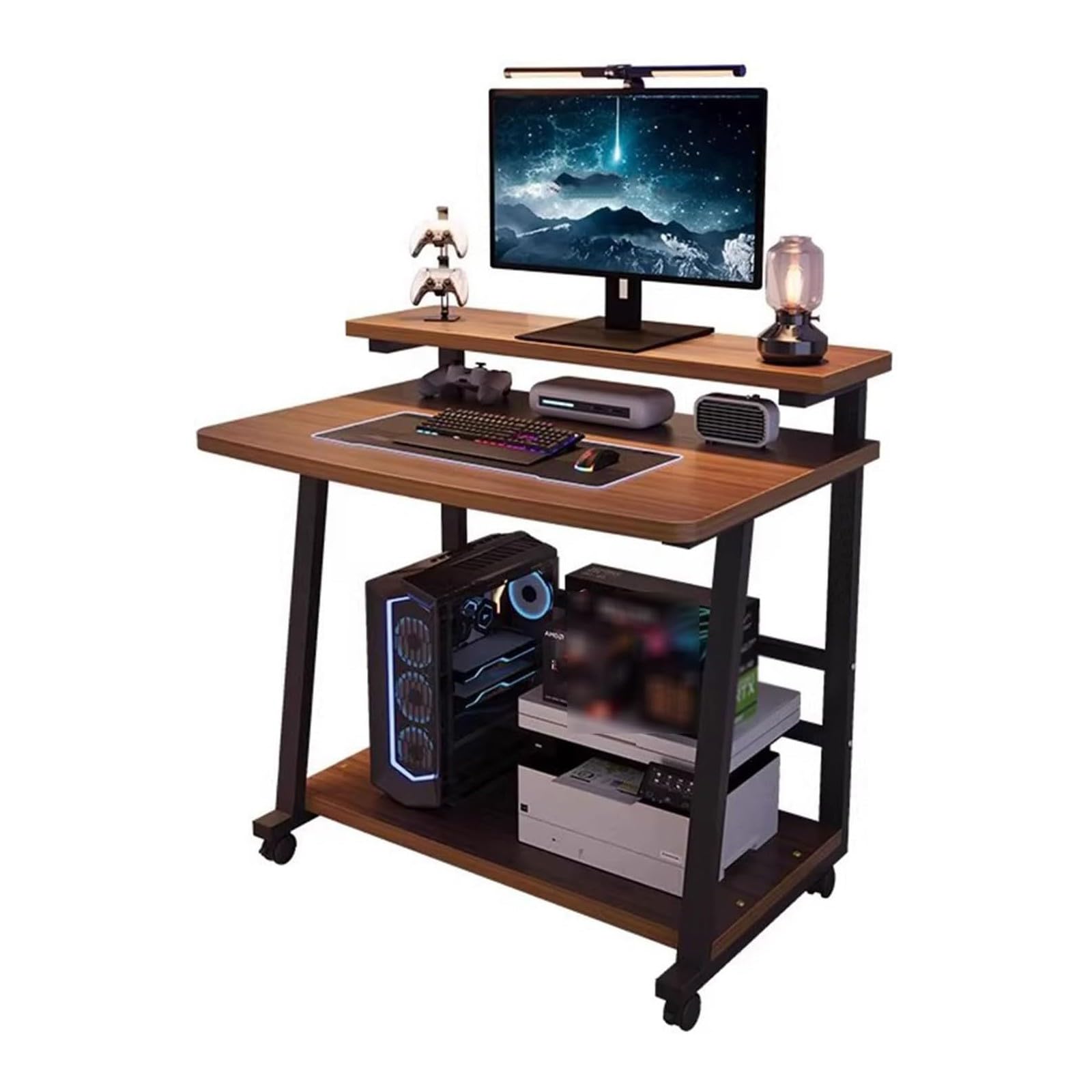 SXZenSpace Vertical Office Desk, Modern Computer Desk with Wheels, Compact PC Laptop Workstation, Sturdy Home Suitable for Offices, Living Rooms, bedrooms A,80CM