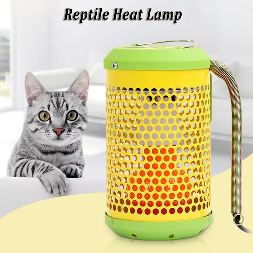 2Pcs Lampada Termica per Rettili, Lampada Riscaldante per Crogiolarsi con Protezione di Copertura, per Tartarughe, Serpenti, Lucertole, Rane, Interruttore e Gancio per Appendere Anti-morso