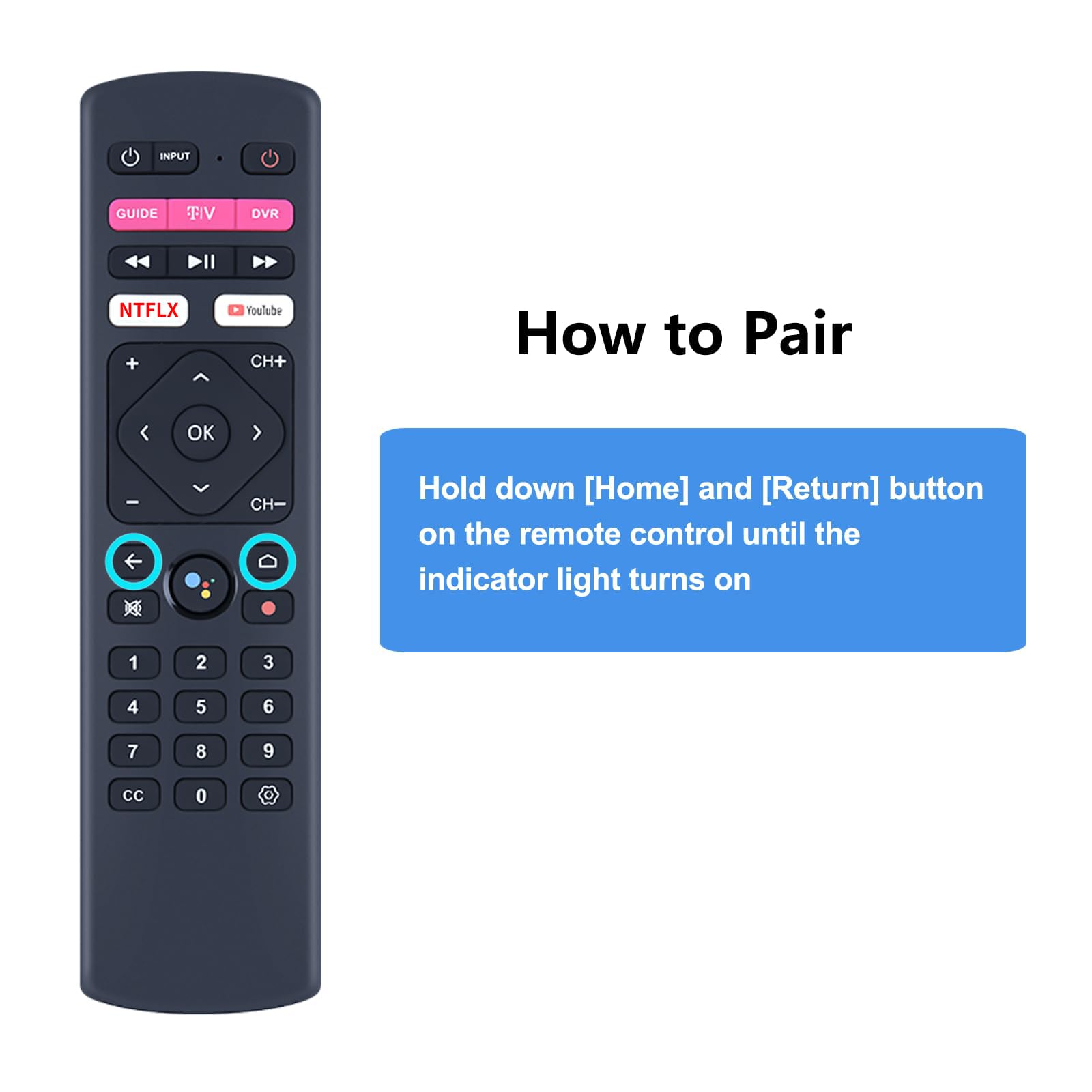 PZL Mando a distancia de repuesto por voz para T-Mobile T-Vision HUB Streaming 4K Android TV DVR Box
