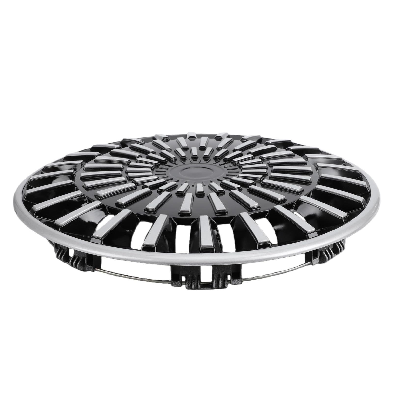 Jiawu Copricerchio R15 da 4 Pezzi, Copricerchione in ABS Spesso con Protezione Antipolvere, Copricerchiono da 15 Pollici con Installazione a Scatto Facile per 500 V40 Seat 208 (Argento Nero)