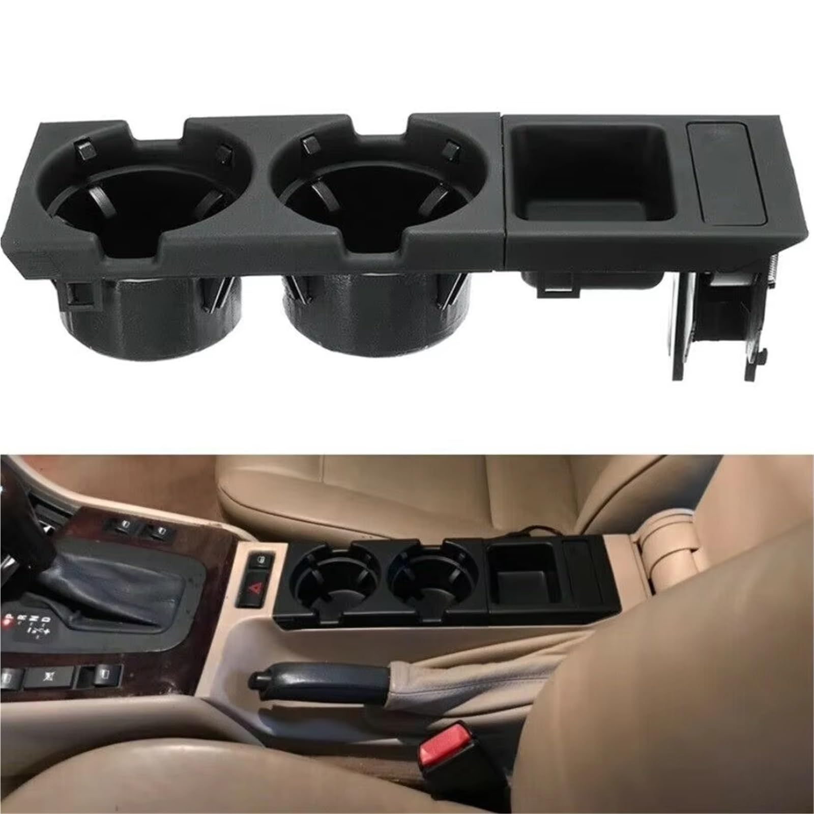 Kompatibel Mit Für 330i 2001 2002 2003 2004 2005 2006 Doppelloch Car Styling Front Mittelkonsole Lagerung Box Münze + Cup Holder(Carbon Fiber set)