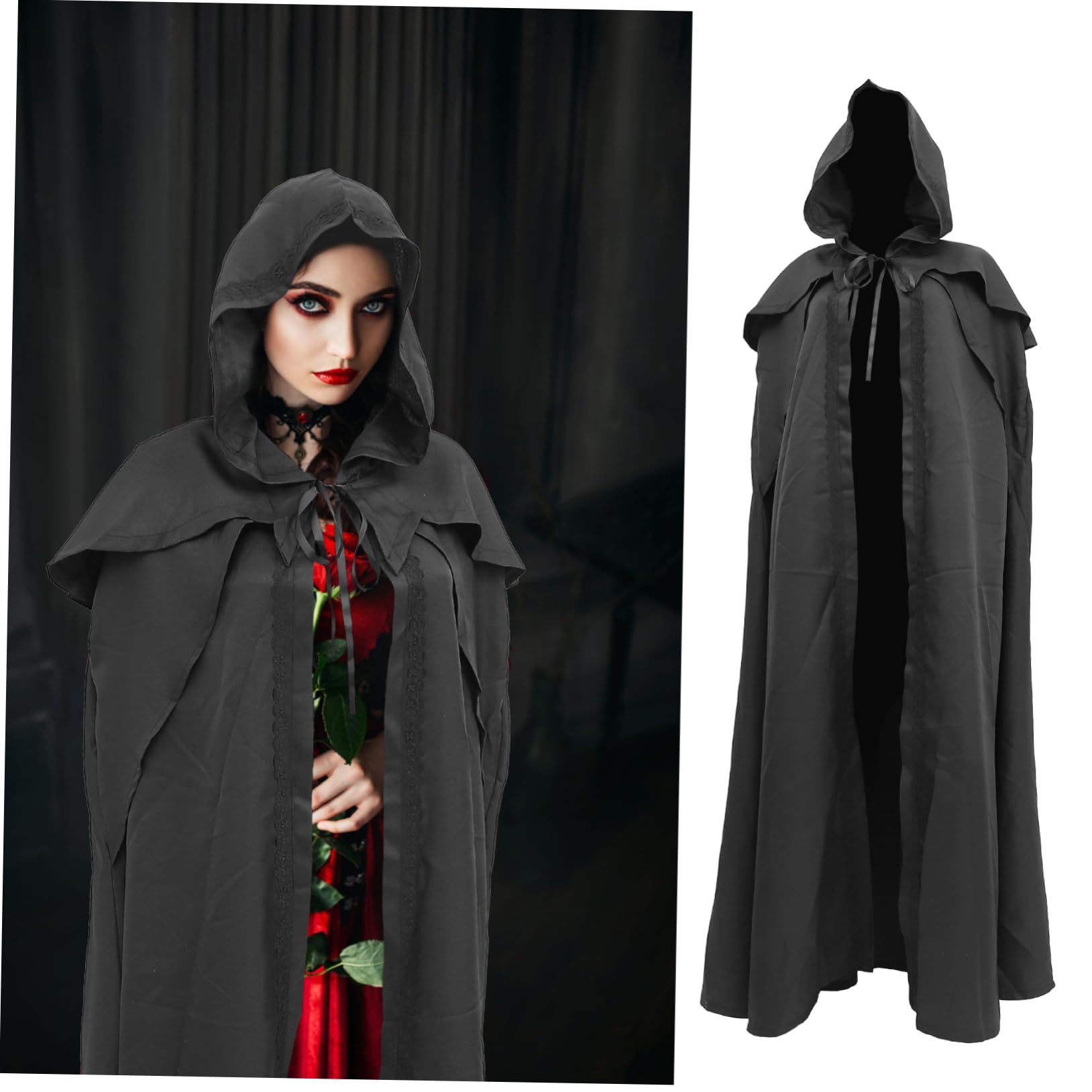 SHERCHPRY 1 cape Abaya pour homme - Accessoire d'Halloween médiéval - Costume d'Halloween à capuche - Cosplay
