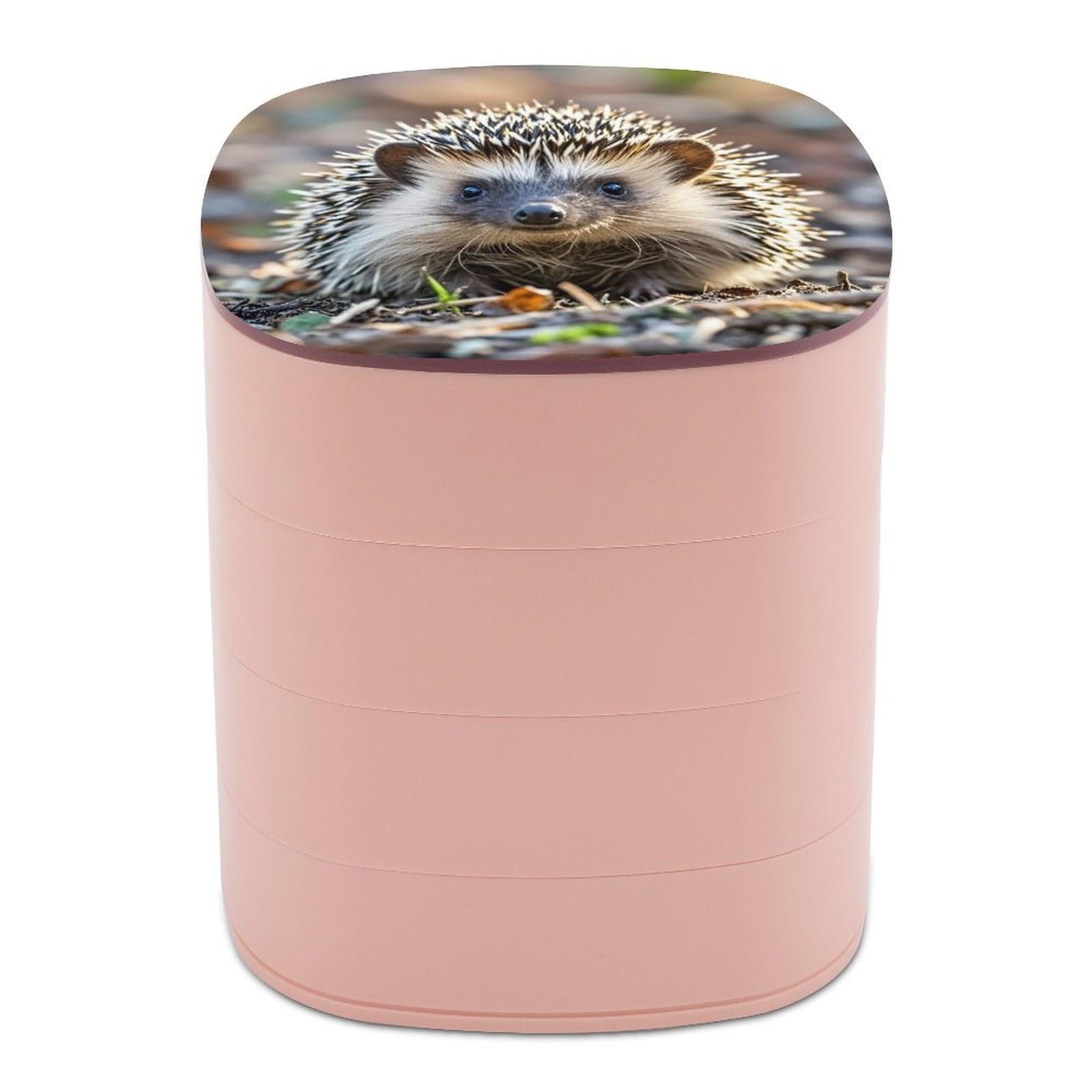 LZQPOEAS Hedgehog Jewelry Box with Mirror 4-Layer Rotating Travel Jewelry Case Small Jewelry Organizer Portable Jewelry Storage Box Rings Stud Necklaces Earring Holder for Women