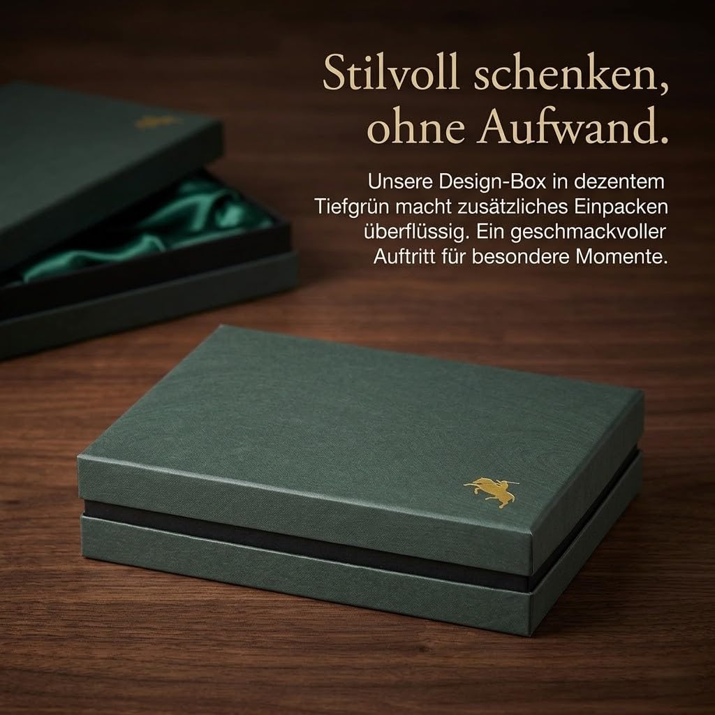 Polo Air Herren Geschenk-Set 4-Teilig mit Parfum Gürtel Geldbörse Kartenetui Schwarz Premium Geschenkbox