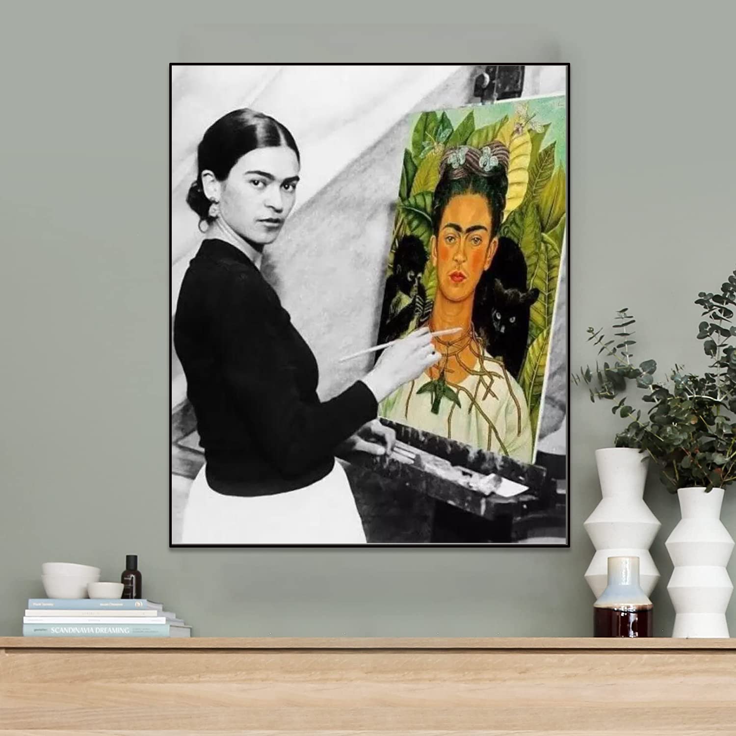 Frida Kahlo Picture Artwork Canvas Wall Art Frida Kahlo Painting Autorretrato Really Photography Oil Painting HD Print Painting Poster para Cocina Comedor Bar Decoración del hogar,60X90cm