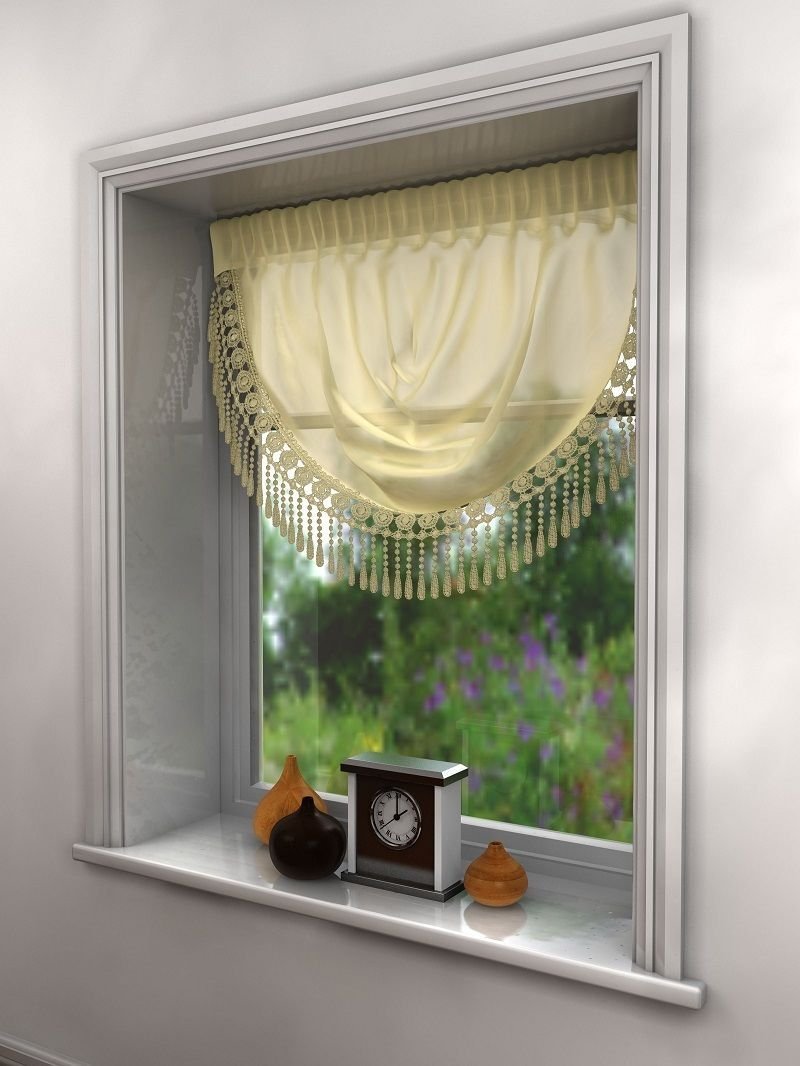 Mirabel Beige Plain Champagne Natural Cream Swag Luxury Macrame Pelmet Swag Macrame Fringe Tassel Valance Drapes Voile Net Window Decor