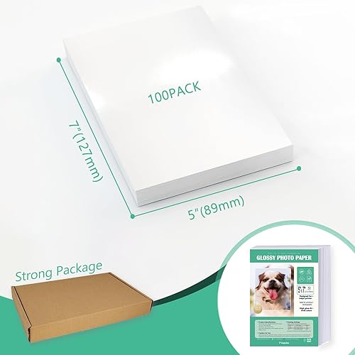 Miniatura 7 de Pikapoka Papel fotográfico brillante de 5 x 7, papel de calidad fotográfica para impresora de inyección de tinta, tamaño 5R, paquete de 100
