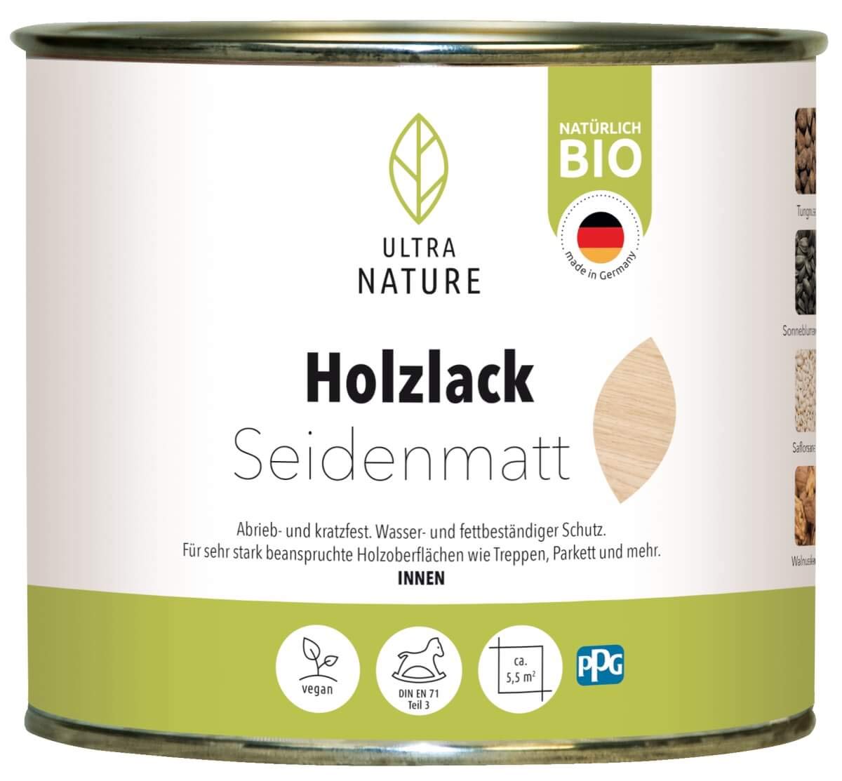 ULTRA NATURE Holzlack 0,375L – Farblos, vegan, Bio, lösemittelfrei