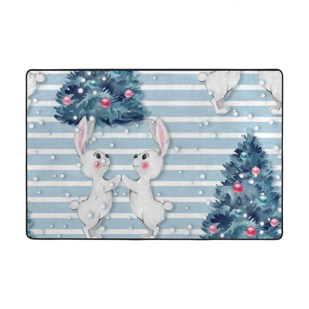 Tapis de Noël aquarelle grand format grand tapis de salon bleu
