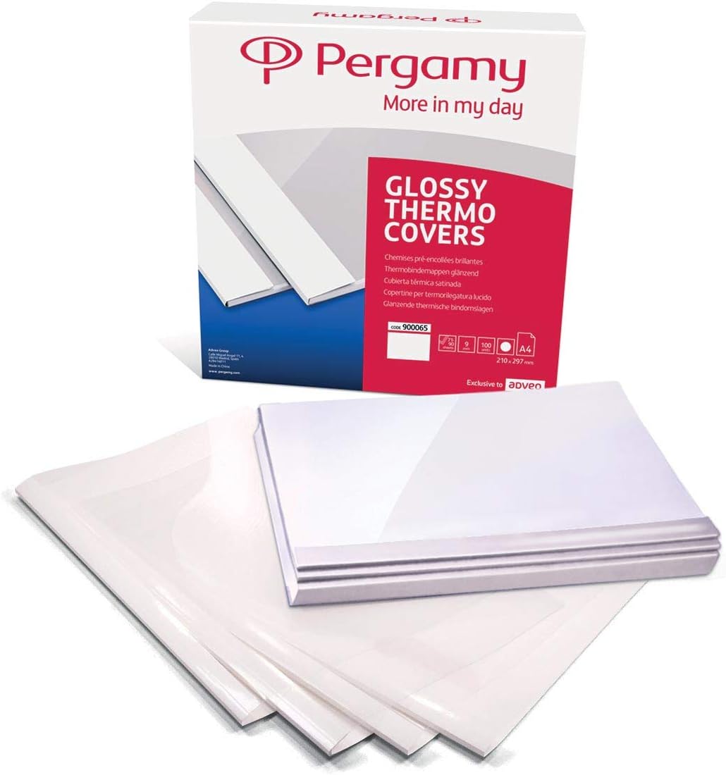 Pergamy 900063 Thermal Binding Covers 3 mm Shiny White
