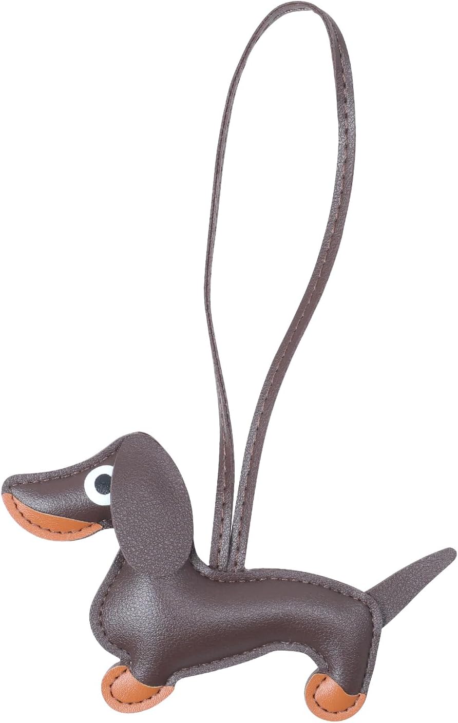 Leather Dog Bag Charm, coffee, 9.05 x 5.3 inches, Decorative Handbag Accessory