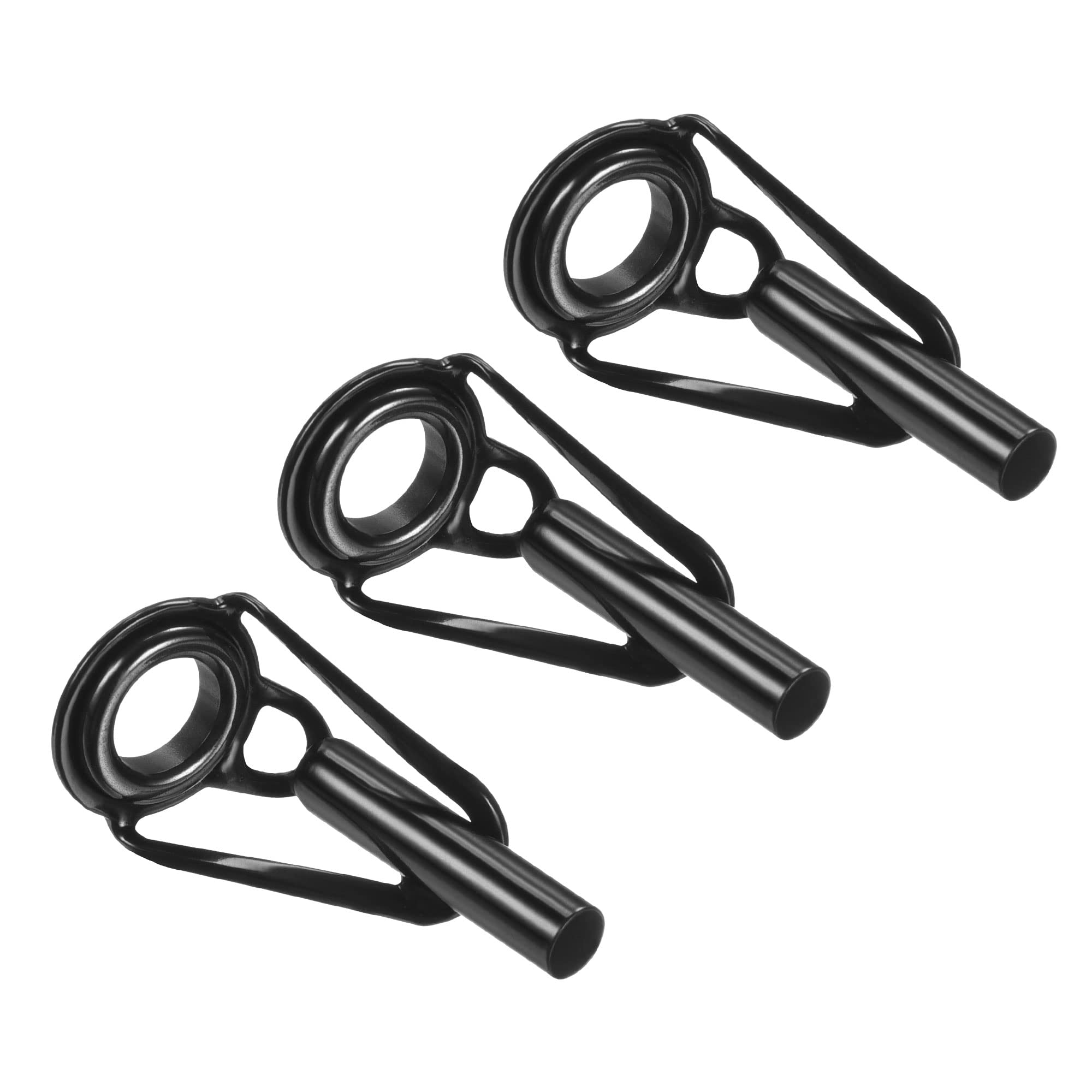 PATIKIL 3.0mm Tube Dia Fishing Rod Tips Repair Kit, 3pcs Stainless Steel Black Guide Ring for Saltwater Freshwater Fishing