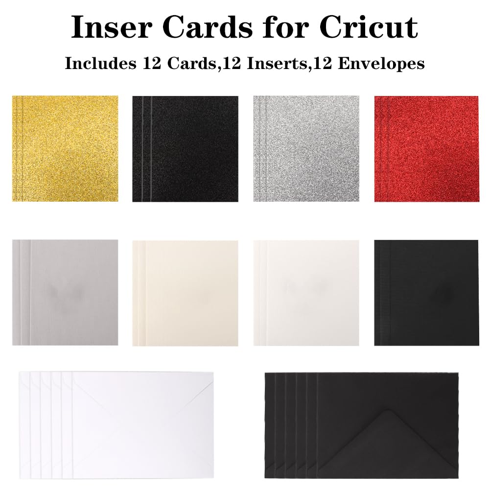 Insert Cards für Cricut Joy – 12 Pack DIY Biglietti fai da te con biglietti, inserti, buste, kit fai da te per la creazione di biglietti in pochi minuti, utilizzo con Cricut Card Matte, stile 2