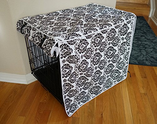 528zone Black & White Damask Design Dog Pet Wire Kennel Crate Cage Cover (Small, Medium, Large, XL, XXL) (Medium… - Image 3