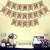 SWYOUN Burlap 'Let The Adventure Begin' Banner - Travel Theme Party Decor For Baby Showers & Graduations