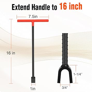 Eapele Water Meter Key 16 inch Enforced Steel T-Handle With 4-way Multi-Functional Universal Cross Key