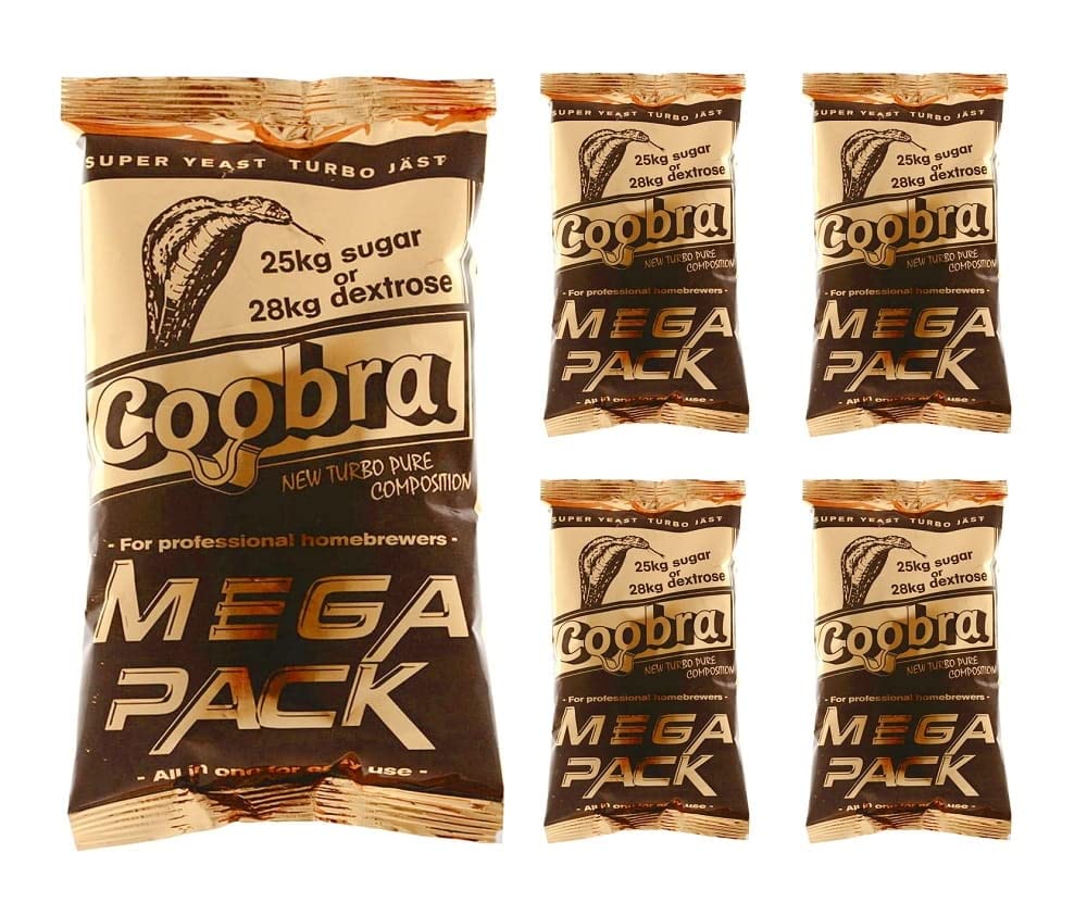 5 x Coobra Mega Pack 100L - Turbo Yeast, Vodka Yeast, Yeast for Mash