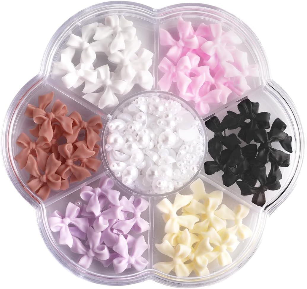 1 Box Colorful Bow-Knot Nail Stud Rhinestones Crystal, 3D Bow-Knot Colorful Nail Charms Set for Nail Stones Design DIY Decoration Jewel Stones Nail