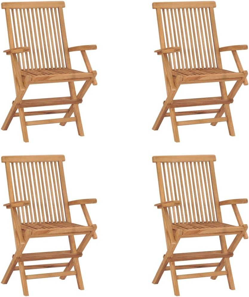 Garden Chair Set of 4 Teak Teak Wood Standard Foldable,Solid Teak Folding Garden Chairs for Outdoor Use – 4 Piece Set with Comfortable Design Outdoor Furniture