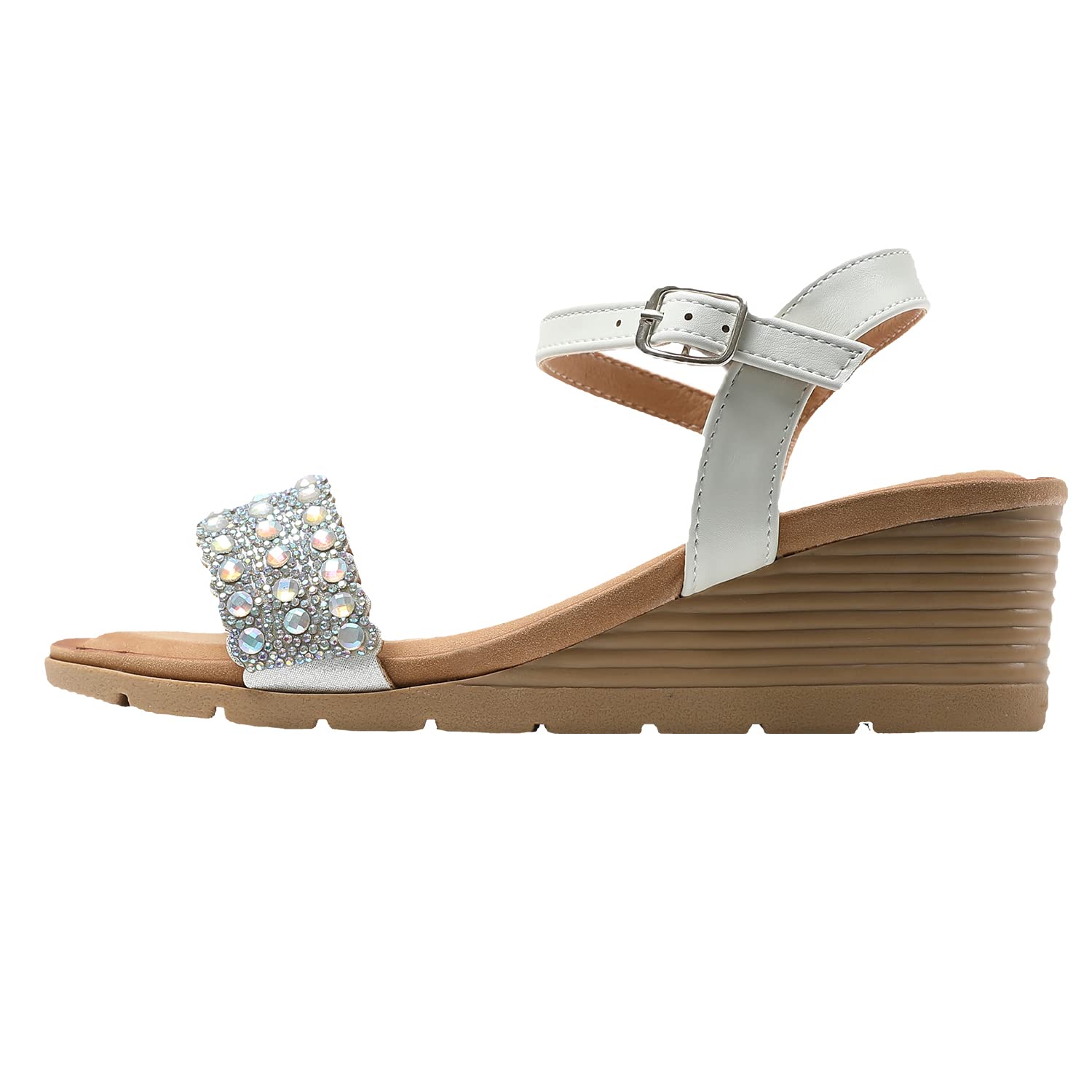 JOMIX Sandali Donna Estive Tacco Zeppa Eleganti Comodi Decorato con Strass