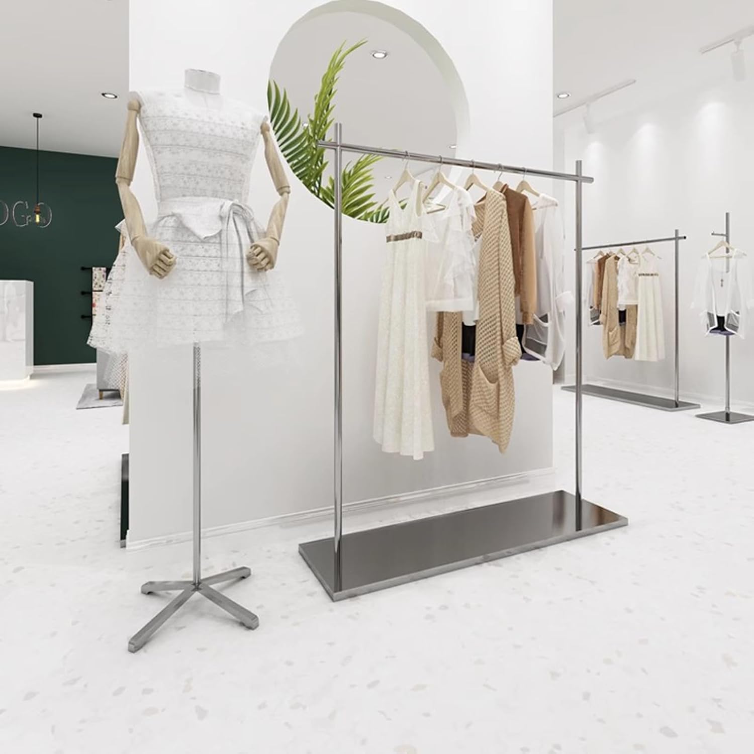 Heavy-Duty Stainless Steel Clothing Rack - Adjustable Top Rod & Shelves - Portable Organizer for Bedroom & Coat Storage - Space-Saving Design (31.5"x15.7"x59") image 2